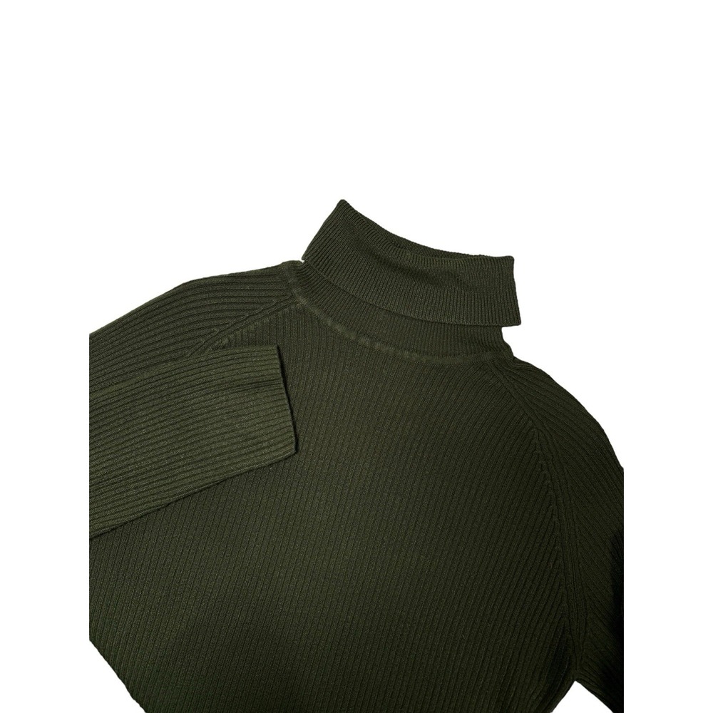 Laura Scott Sweater‎ Womens Medium Green Ribbed Turtle Neck Mom Casual